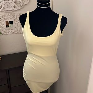 sheer bathing suit dress cover. pale yellow.